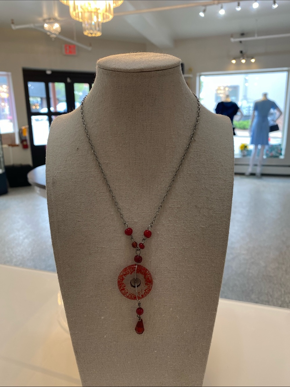Red glass Beaded Pendant Necklace - Elegant Women’s Jewelry